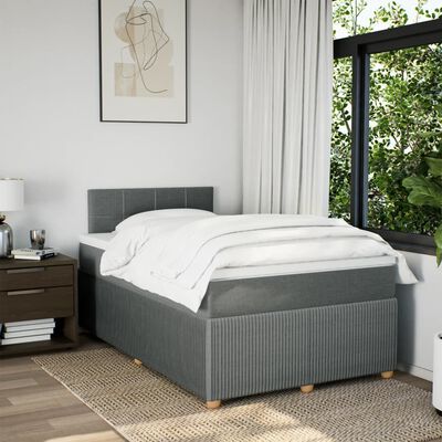 vidaXL Box spring postel s matrací tmavě šedá 120x190 cm textil