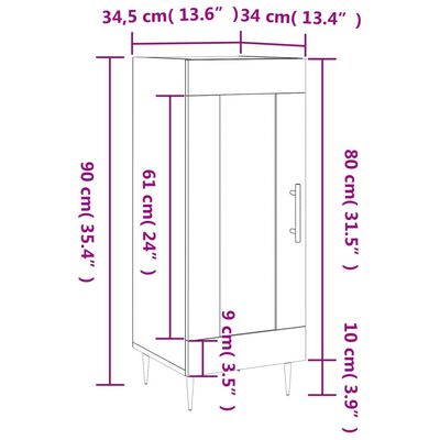 vidaXL Příborník dub sonoma 34,5 x 34 x 90 cm kompozitní dřevo