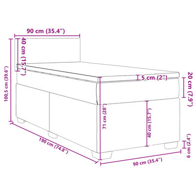 vidaXL Box spring postel s matrací tmavě modrá 90x190 cm samet