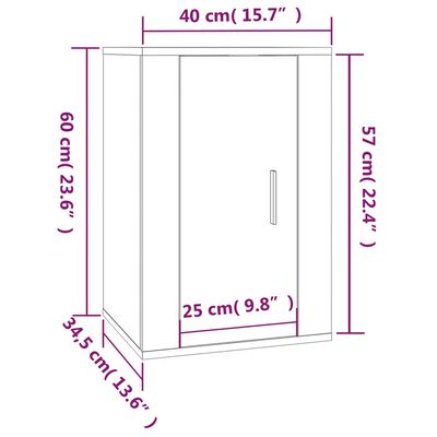 vidaXL Nástěnné TV skříňky 2 ks černé 40 x 34,5 x 60 cm