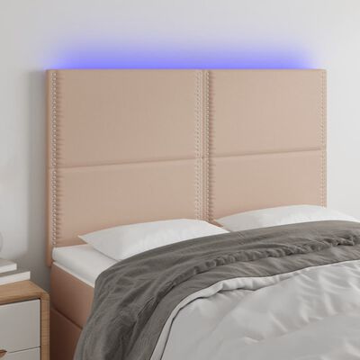 vidaXL Čelo postele s LED cappuccino 144x5x118/128 cm umělá kůže