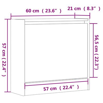 vidaXL Botník betonově šedý 60 x 21 x 57 cm kompozitní dřevo