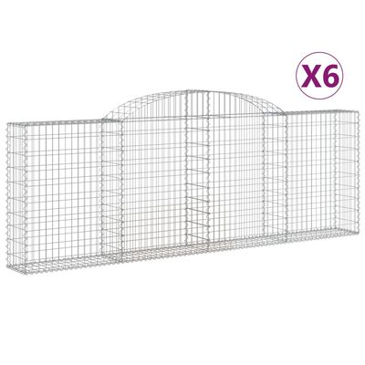 vidaXL Klenuté gabionové koše 6 ks 300x30x100/120cm pozinkované železo