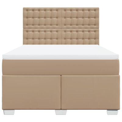 vidaXL Box spring postel s matrací cappuccino 140x200 cm umělá kůže