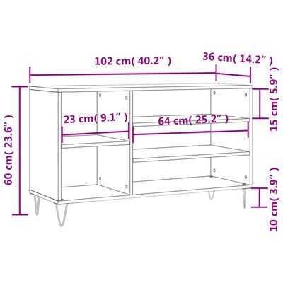 vidaXL Botník betonově šedý 102x36x60 cm kompozitní dřevo