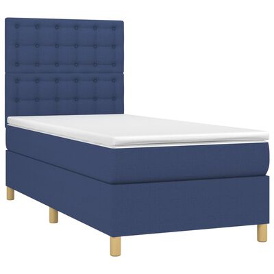 vidaXL Box spring postel s matrací modrá 100 x 200 cm textil