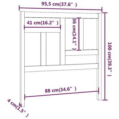 vidaXL Čelo postele medově hnědé 95,5 x 4 x 100 cm masivní borovice