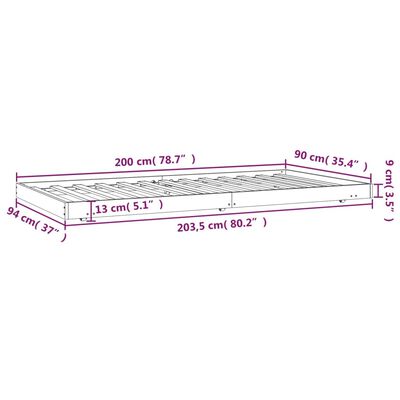 vidaXL Postel bez matrace bílá 90 x 200 cm masivní borovice