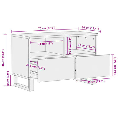 vidaXL TV skříňka 70 x 34 x 46 cm masivní akáciové dřevo