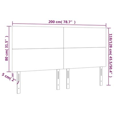 vidaXL Čelo postele s LED černé 200x5x118/128 cm samet