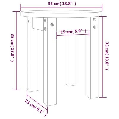 vidaXL Konferenční stolek bílý Ø 35 x 35 cm masivní borové dřevo