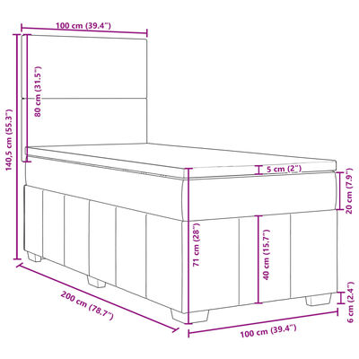 vidaXL Box spring postel s matrací krémová 100 x 200 cm textil