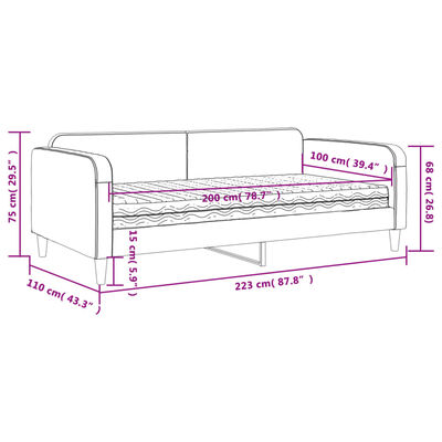 vidaXL Válenda s matrací tmavě šedá 100 x 200 cm textil