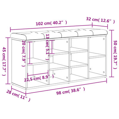 vidaXL Lavice s botníkem dub sonoma 102 x 32 x 50 cm kompozitní dřevo