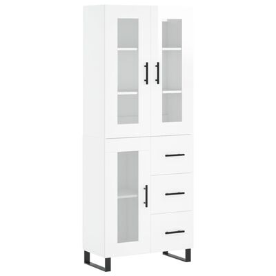 vidaXL Skříň highboard lesklá bílá 69,5 x 34 x 180 cm kompozitní dřevo