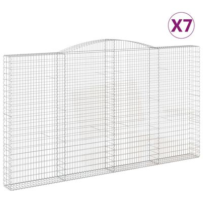 vidaXL Klenuté gabionové koše 7 ks 400x30x220/240cm pozinkované železo