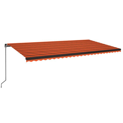 vidaXL Ručně zatahovací markýza s LED světlem 600x350 cm oranžovohnědá