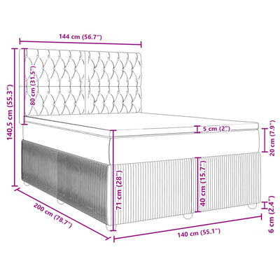 vidaXL Box spring postel s matrací tmavě hnědá 140x200 cm textil