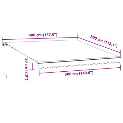 vidaXL Automatická zatahovací markýza burgundská 400 x 300 cm