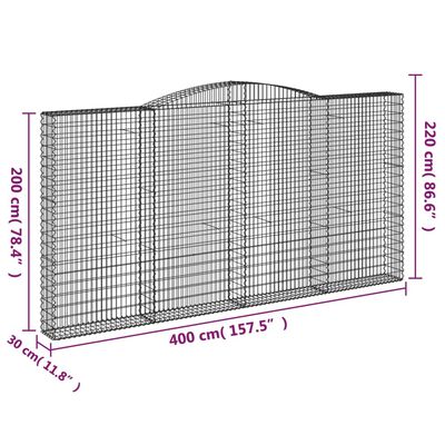 vidaXL Klenuté gabionové koše 3 ks 400x30x200/220cm pozinkované železo