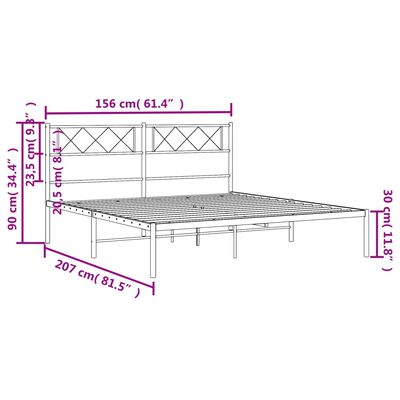 vidaXL Kovový rám postele s čelem černý 150 x 200 cm