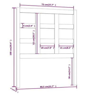 vidaXL Čelo postele šedé 80,5 x 4 x 100 cm masivní borovice