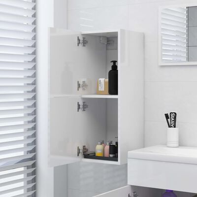 vidaXL Koupelnová skříňka bílá lesklá 30 x 30 x 80 cm kompozitní dřevo