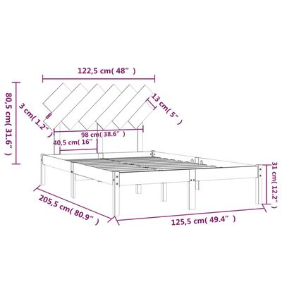 vidaXL Rám postele bílý 120 x 200 cm masivní dřevo