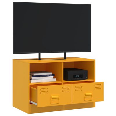 vidaXL TV skříňka hořčicově žlutá 67 x 39 x 44 cm ocel