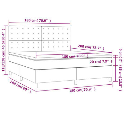 vidaXL Box spring postel s matrací tmavě šedá 180x200 cm textil