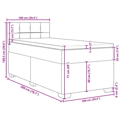 vidaXL Box spring postel s matrací tmavě šedá 100 x 200 cm textil