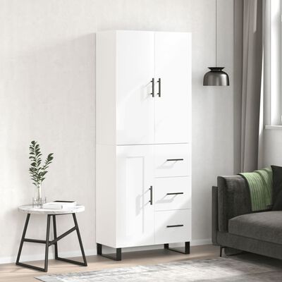 vidaXL Skříň highboard lesklá bílá 69,5 x 34 x 180 cm kompozitní dřevo