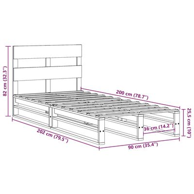 vidaXL Postel bez matrace bílá 90 x 200 cm masivní borovice