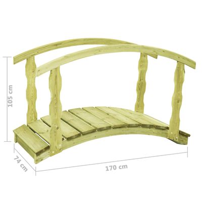 vidaXL Můstek se zábradlím 170 x 74 x 105 cm impregnovaná borovice