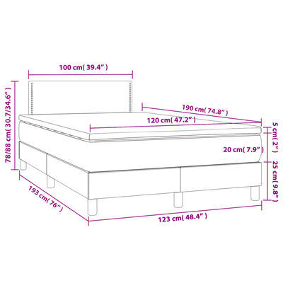 vidaXL Box spring postel s matrací růžová 120x190 cm samet