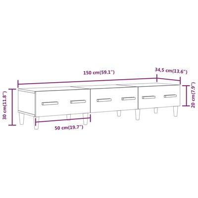 vidaXL TV skříňka hnědý dub 150 x 34,5 x 30 cm kompozitní dřevo