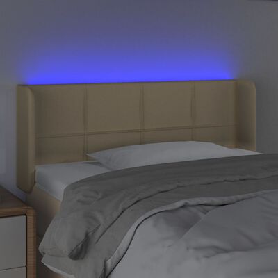 vidaXL Čelo postele s LED krémové 83 x 16 x 78/88 cm textil