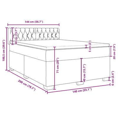 vidaXL Box spring postel s matrací tmavě růžová 140 x 200 cm samet