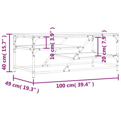 vidaXL Konferenční stolek kouřový dub 100x49x40 cm kompozitní dřevo