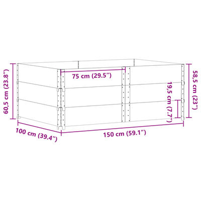 vidaXL Zahradní truhlík hnědý 150 x 100 cm masivní borové dřevo