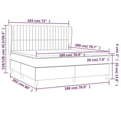 vidaXL Box spring postel s matrací světle šedá 180x200 cm samet