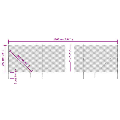 vidaXL Drátěné pletivo s kotevními hroty zelené 2 x 10 m