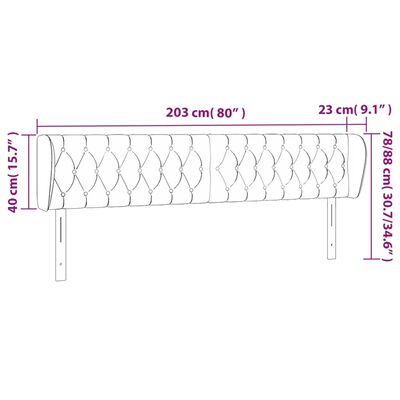 vidaXL Čelo postele typu ušák tmavě šedé 203x23x78/88 cm samet