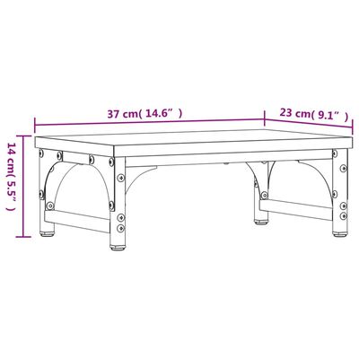 vidaXL Stojan na monitor šedý sonoma 37 x 23 x 14 cm kompozitní dřevo