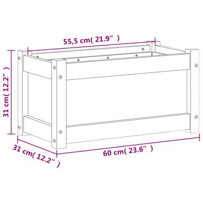 vidaXL Zahradní truhlík voskově hnědý 60 x 31 x 31 cm masivní borovice