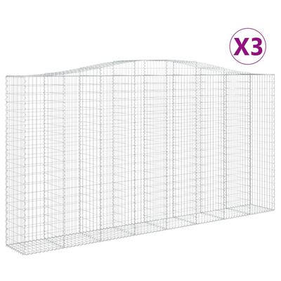 vidaXL Klenuté gabionové koše 3 ks 400x50x200/220cm pozinkované železo