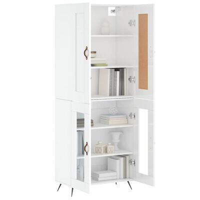 vidaXL Skříň highboard lesklá bílá 69,5 x 34 x 180 cm kompozitní dřevo