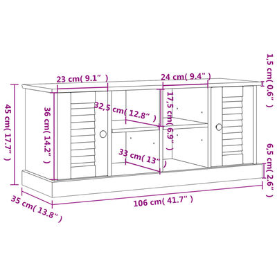 vidaXL Lavice s botníkem VIGO 106 x 35 x 45 cm masivní borové dřevo