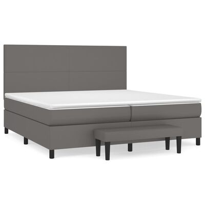 vidaXL Box spring postel s matrací šedá 200x200 cm umělá kůže