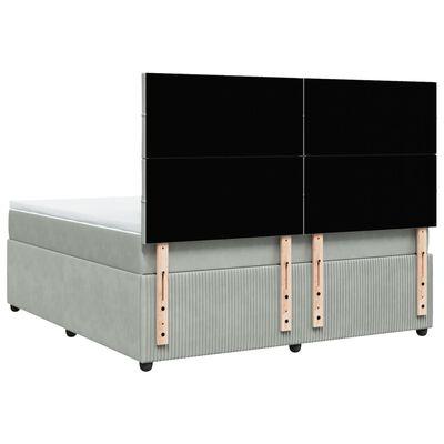 vidaXL Box spring postel s matrací světle šedá 180x200 cm samet